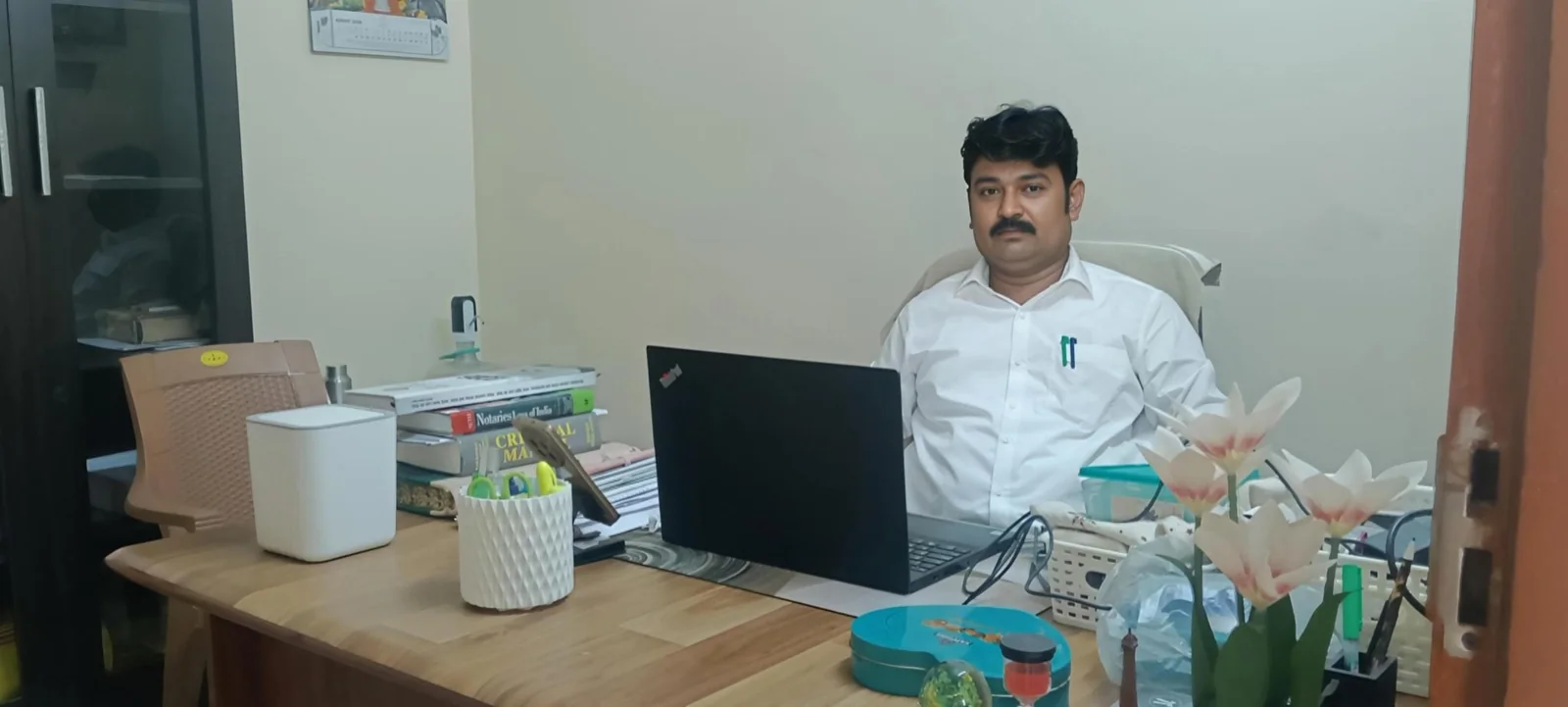 RSM Balachander at his law and notary office in Dindigul